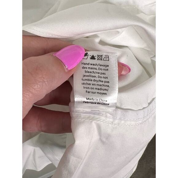 Co Essentials Cotton Peplum Button Down Shirt White Lagenlook Womens Size XS - Picture 14 of 15